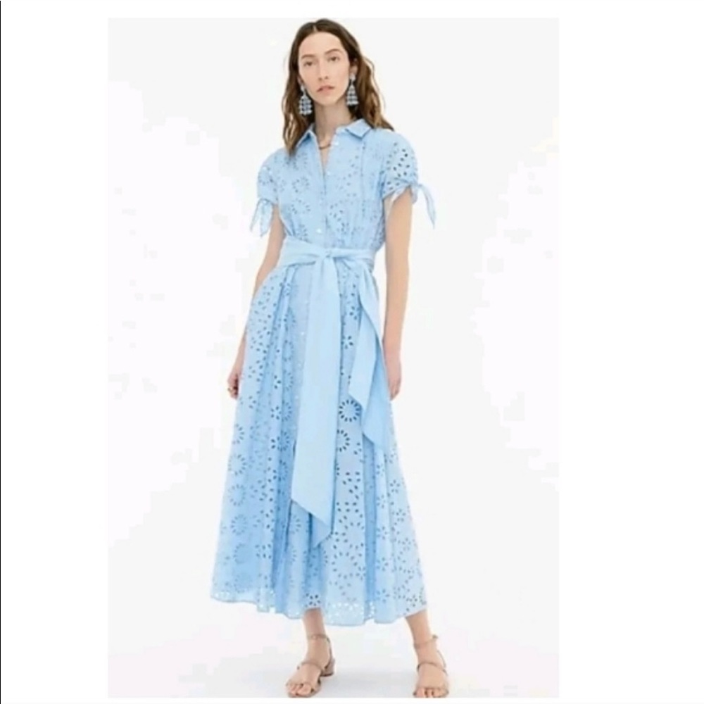 J.Crew Long Shirtdress in Blue Eyelet